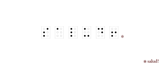 Salud! en sistema braille